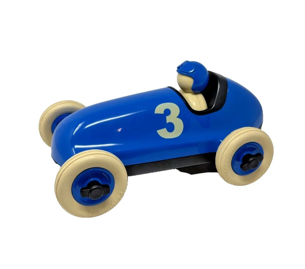 Playforever Blue Race Car Toy No. 3 with Driver Made in UK EUC